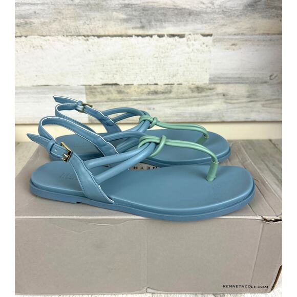 Kenneth Cole Reaction Women’s 7 Warren Blue Green Slip-On Flat Sandals NEW - Picture 5 of 9